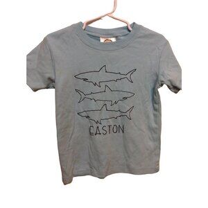 BLANKE Boutique Boy Tshirt short Sleeve 3 Shark Easton Size 4T Blue Cotton